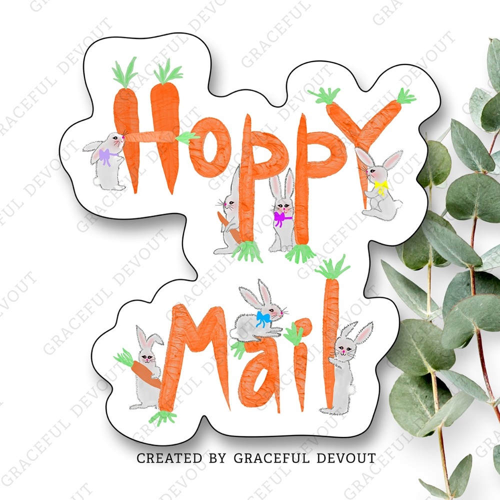 Hoppy Mail! 2" (inches) Stickers, - 2"  [GD203-48]